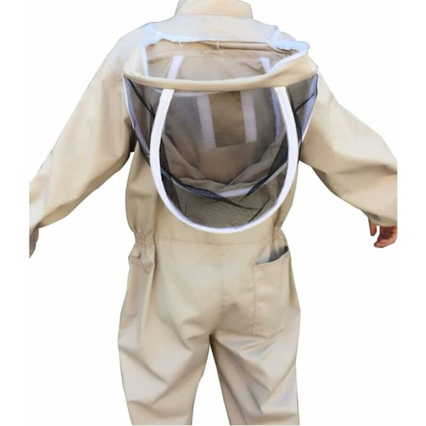 Bieholderdrakt med hansker, naturlig bomulls bieholderdrakt med fekte-slør unisex (XL)..DEBUNS