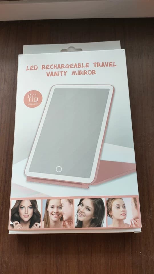 Rechargeable Travel Makeup Mirror with Lights and 10x Magnification