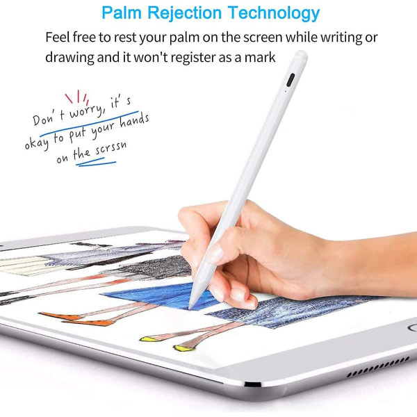 Kompatibel pen til iPad 2018-2021 Palm Rejection, Stylus Pencil 3. generation