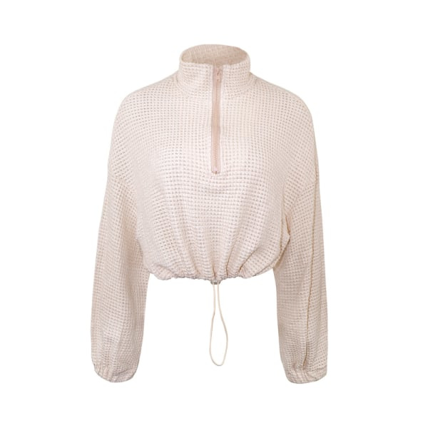 TG Naisten Rypytetty V-Kaula-aukkoinen Bishop Pitkähihainen Neulepaita Crop Top XS