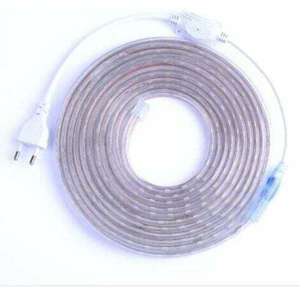 Komplett kit LED-strip 5 meter 220V silikon vattentät IP68 kallvit 6000°K SMD5050 60led/m - ingen transformator krävs Bredd 8mm