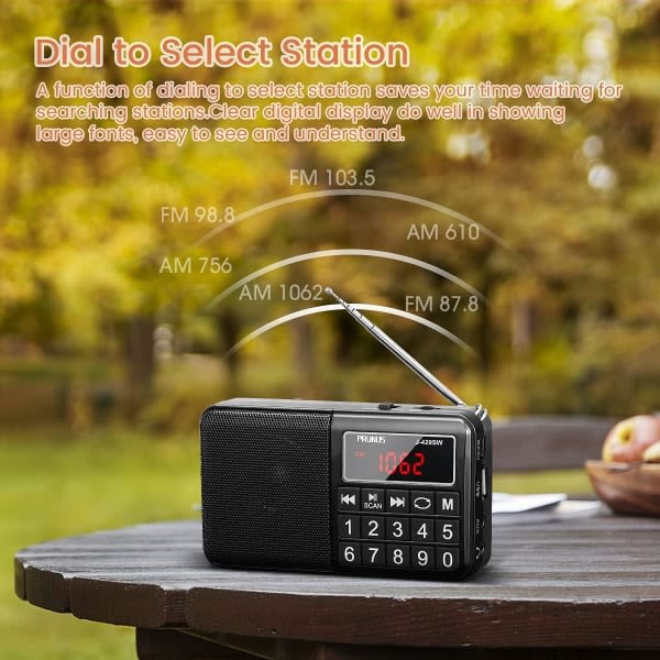 J-429SW Bärbar FM/AM(MW)/SW/ USB/Micro-SD/MP3-radio, Radiostati