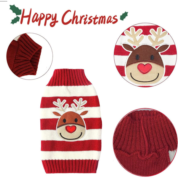 Galaxy Pet Christmas Ren Sweater, Stickat Vinter Warm Puppy Sweaters for små medelstora hundar (Röd, L) rød l