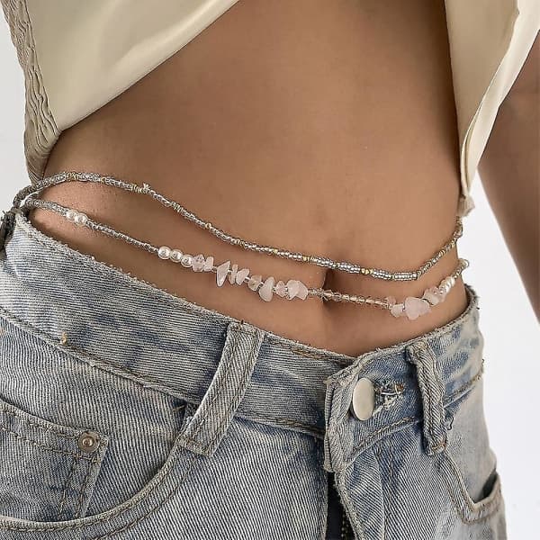 Kvindes Maveperler Sexy Perle Mavekæde Navel Maveperler E