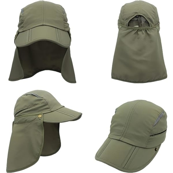 TG Militärgrön - 1 x hatt med nakkebeskyttelse - Avtagbar - Mångsidig