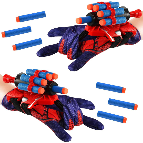 2 set Spiderman Launcher-handskar, Cosplay-handske i plast för barn, Hero Launcher, Spiderman Web Launcher-handske