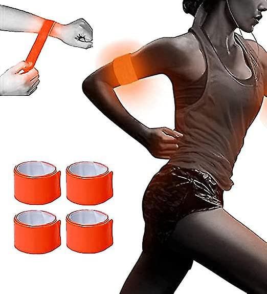 Handleds- och benreflexband 30 cm reflexband Hög synlighet Löptillbehör, 4-pack, Orange