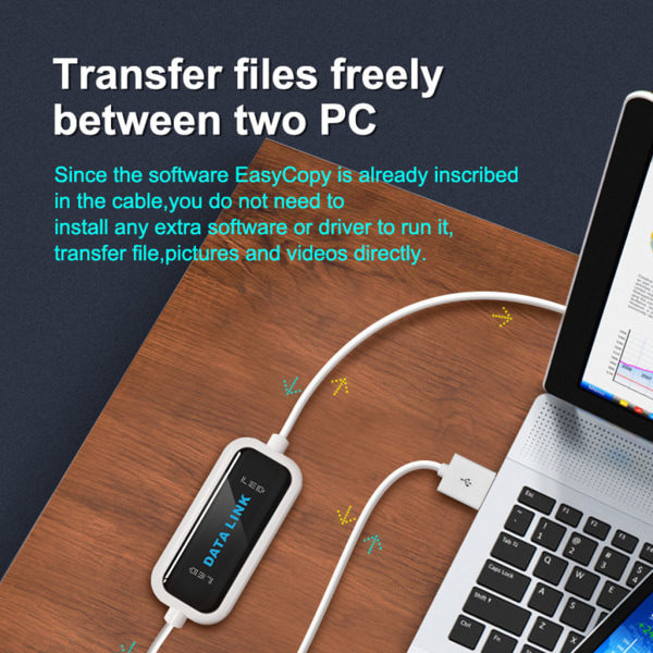 USB-kabel för dator till dator - Dela data online? Överföring PC till PC - USB-kabel med hög hastighet - Obegränsad användning