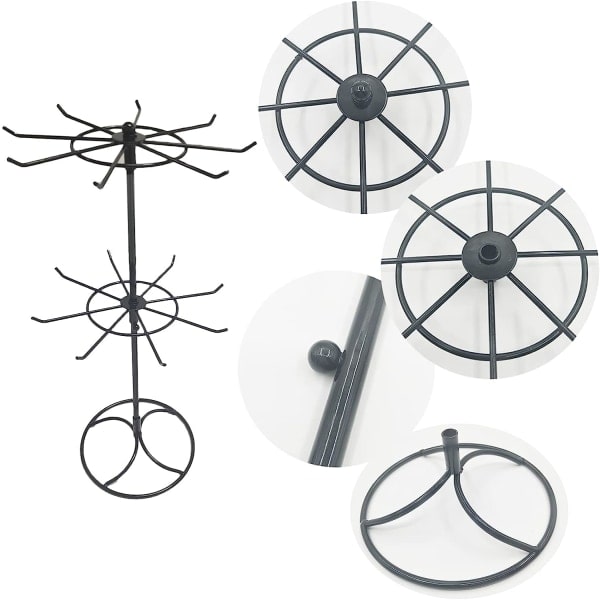 CDQ Avtakbart metallroterende halsband Smykkesstativ 30 cm (svart)