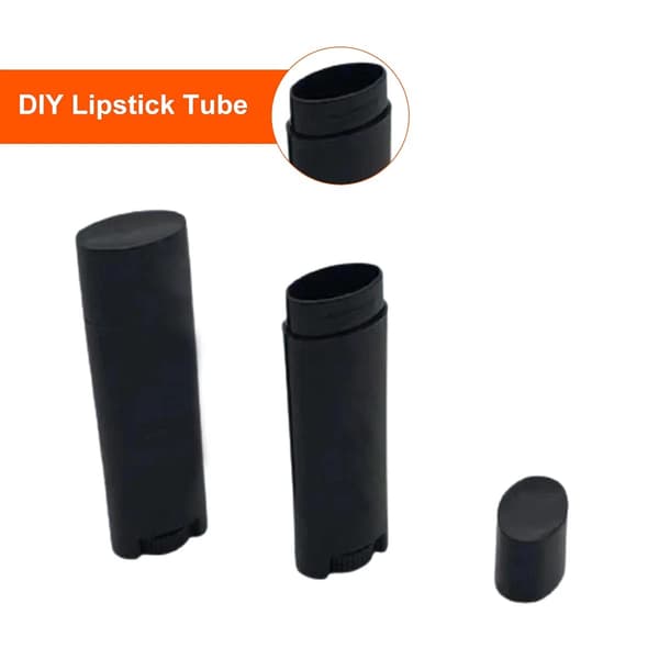 5 ml tomme læbepomade-tuber, ovale mini-beholdere af plast til læbepomade og deodorant, sorte, 30 stk.