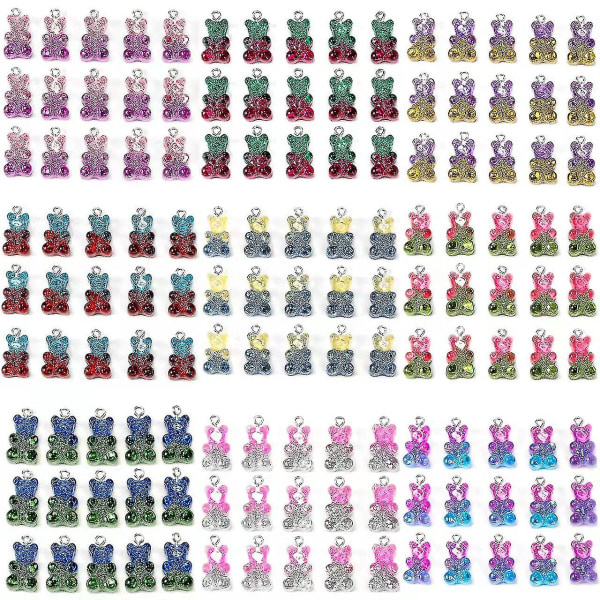 Farverige Gummy Charms Bjørn Hængende Glitter Harpiks Bjørn Charms Gummy Bjørn Perler Berlock Halskæde Berlocker