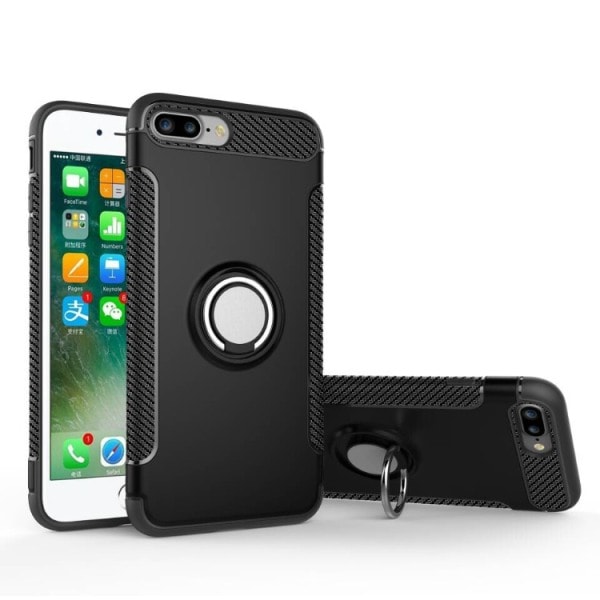 TG Praktisk HYBRID Carbon Cover (Ringholder) FLOVEME iPhone 7 Plus Sort