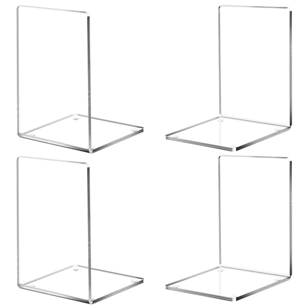 INF Bokstöd Akryl 4-pack, bokstöd transparent, återanvändbart bokstöd, bokstöd lämpligt för skola kontor bibliotek sovrum Transparent Gennemsigtig