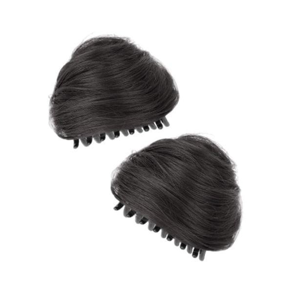 TG 2-pack/ set Kattöron Boll Chignon Peruk Hårclips Syntet Katt svart One-size