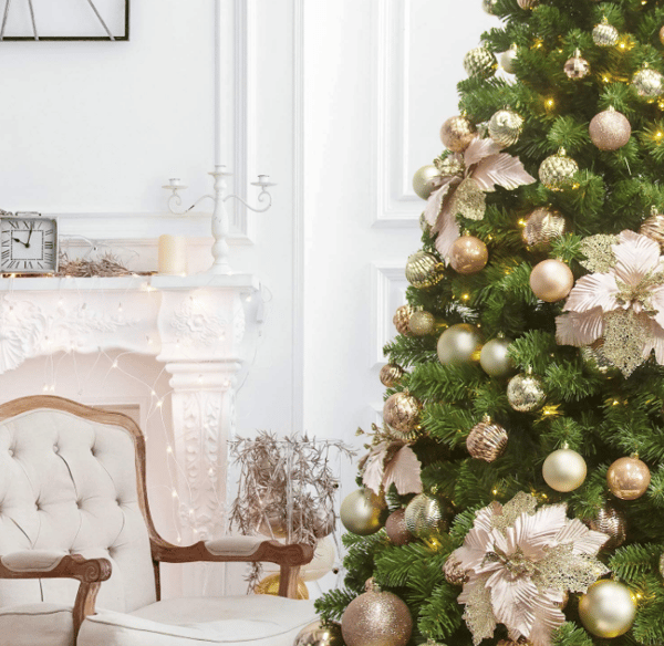 Julekulepyntsett, 24 stk. tredekorasjonskuler til julefestdekor, champagne, 4 cm 24pcs 4cm