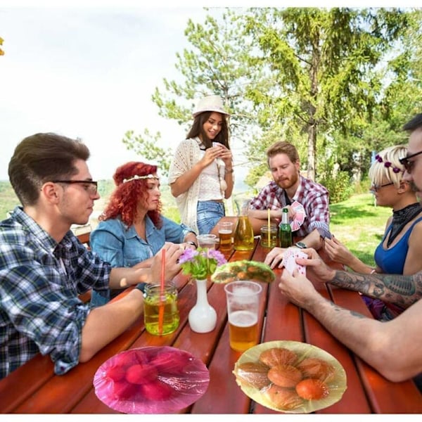 60 Stycken Mat Skålskydd Färgglada Matöverdrag Återanvändbara Elastiska Förvarings Plast Skålskydd Tallriksskydd för Utomhus Picknick Familj