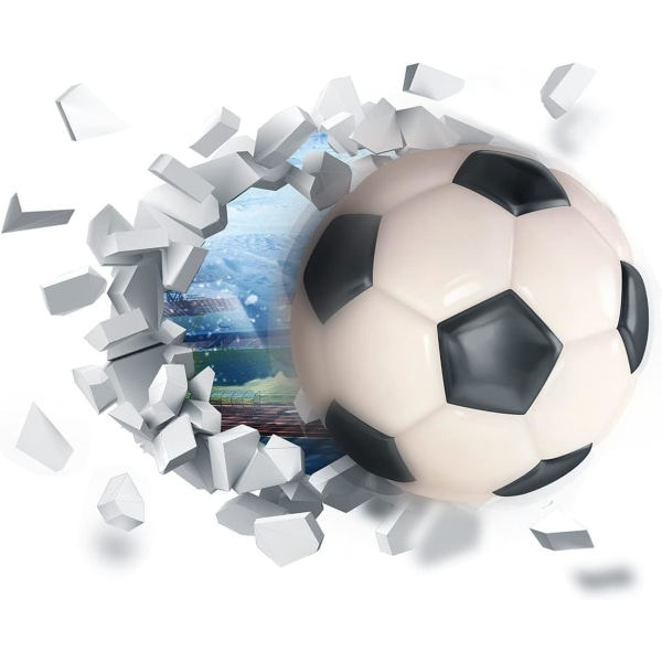 Fotbollsväggdekal, 3D-väggdekal för pojkars rum, Vinyl Fotboll