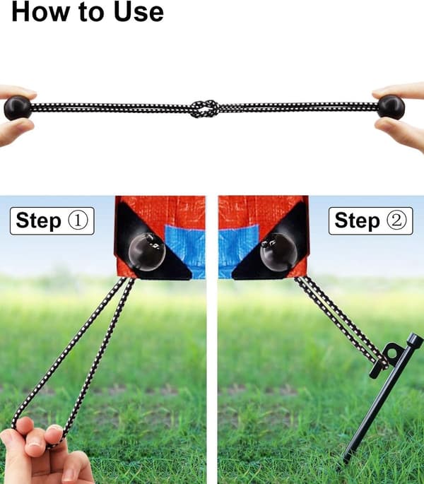 50 stykker - 15 cm - Elastisk tau - Elastisk snor - Spennelastikk - Strammesnor - Ballstrikker - Med kuler - Gjenbrukbare