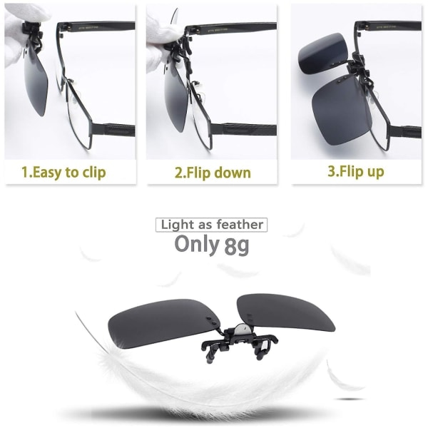 Polariserade Clip-on Solglasögon Anti-reflex Körglasögon för Receptbelagda Glasögon