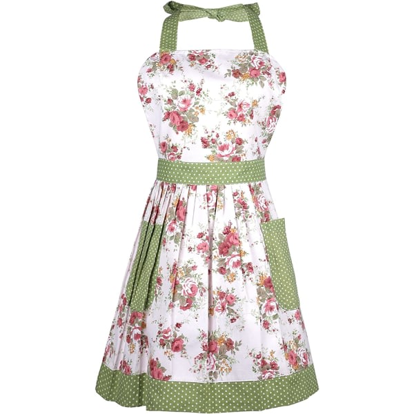 Herlig köksförkläde for damer Bakforkläden i bomull Kök Pinafore med ficka Perfekt for fru jenter