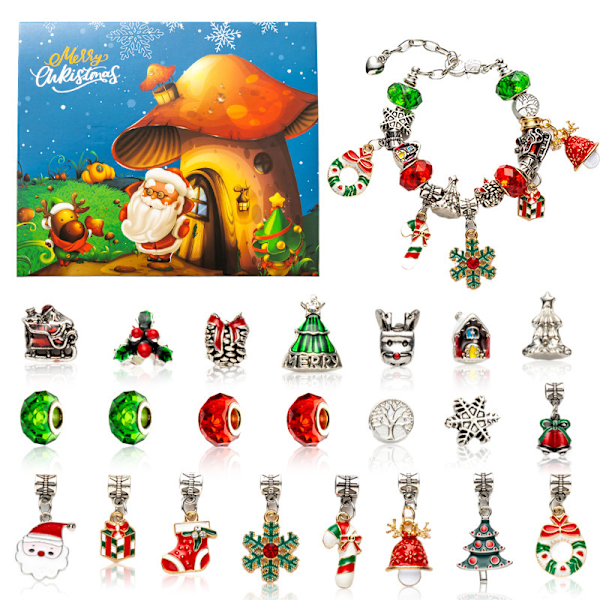Ny Jul Nedräkningskalender Armband Blind Box Barn DIY Jul Armband Halsband Presentset RC424 Top and Bottom Cover Type C