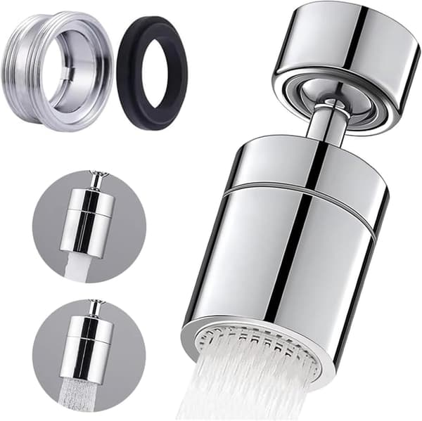 Kranlufterfeste 360° Roterende Messing Kran Sprøyte med 2 Spraymoduser og M22/24 Adapter for Kjøkken Bad Krom