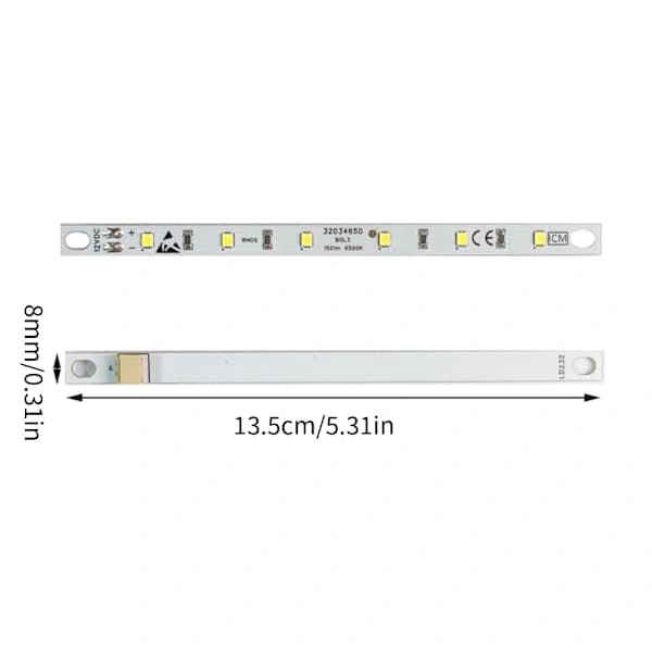 12V LED Kylskåpsljuslist PCB-panel 6500K Vit för Kyl Frys Köksapparat 5.31 Tum