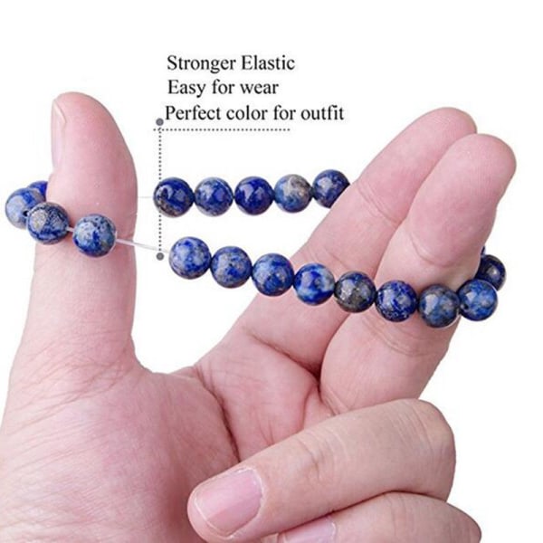 Galaxy Naturligt 8 mm Lapis Lazuli Bead Armband Unisex Stretch Armband Bl?