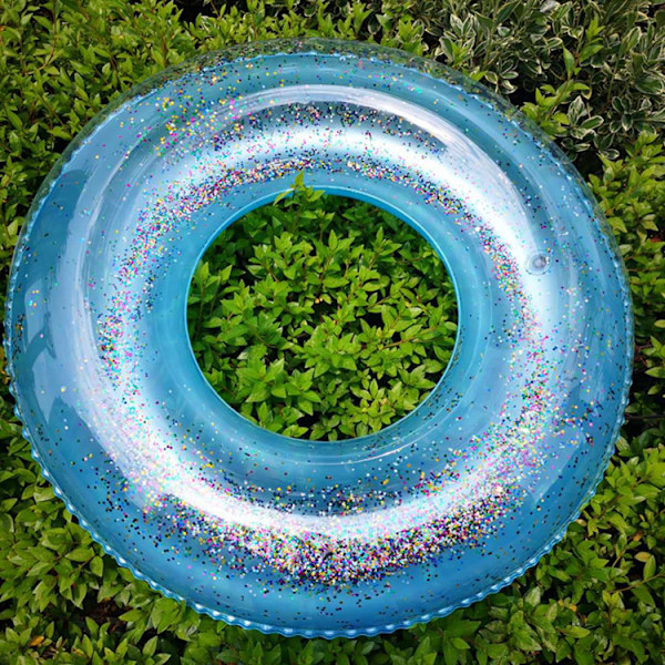 Het försäljning ny transparent badring med paljetter för vuxna och barn uppblåsbara vattentillbehör förtjockad PVC badring #70cm silver