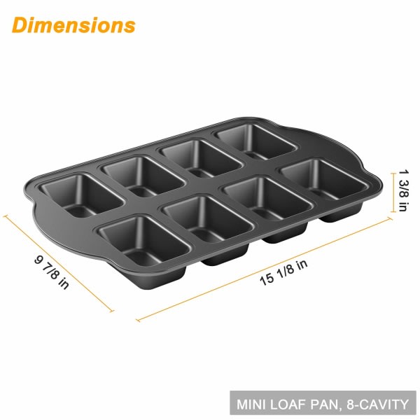 TG 1-bitars nonstick mini brödform, kolstål bakning brödform, 8