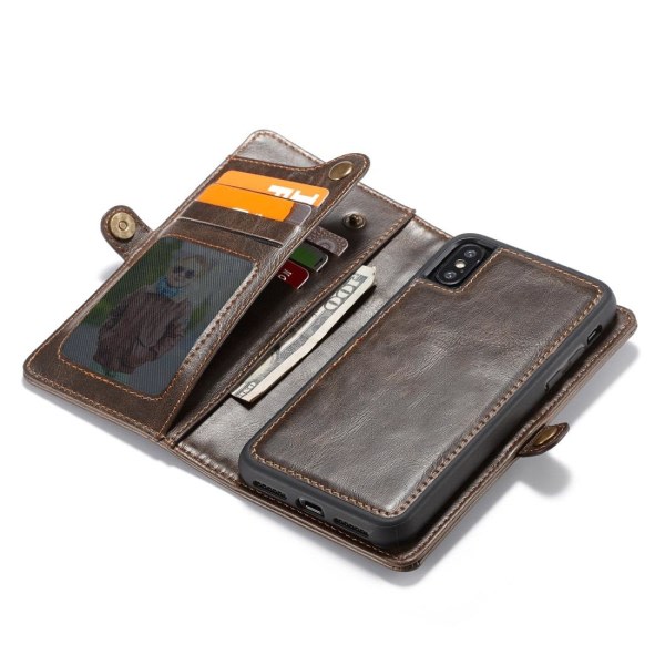 CaseMe Plånboksfodral Brun med magnetskal PU-læder til iPhone X Brun