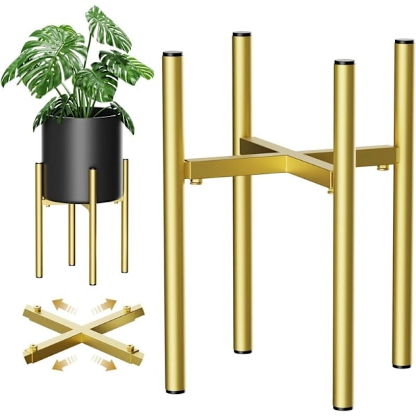 Växtställ, enkel metallhylla för växter, justerbar bredd för blomkrukor inomhus och utomhus för 20-30 cm krukor (kruka ingår ej)