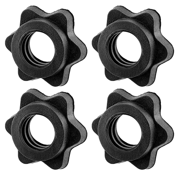 4 stk 25 mm vægtstangsklemmer håndvægtsstang klemme låseskrue møtrik skridsikker spindelkrage sekskantmøtrik til styrketræning Sort Black 0.13