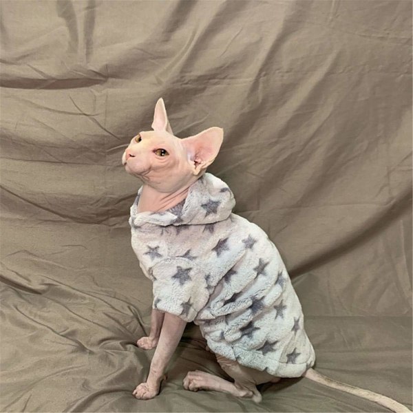 Hårlösa kattkläder Sphynx/tysk katt höst och vinter förtjockade huvkläder-M