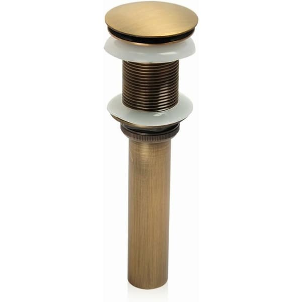 Monobloc push-pull pop-up clicker bunnventil for servantkran uten overløp (antikk messing)