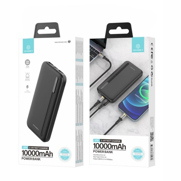 TG Powerbank 10 000 mAh - Musta Musta