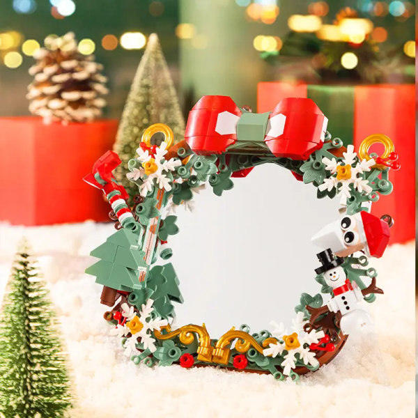 Julepuslesett med byggeklosser 3D-fotoramme Flere juledekorasjoner DIY-leker Fargerike
