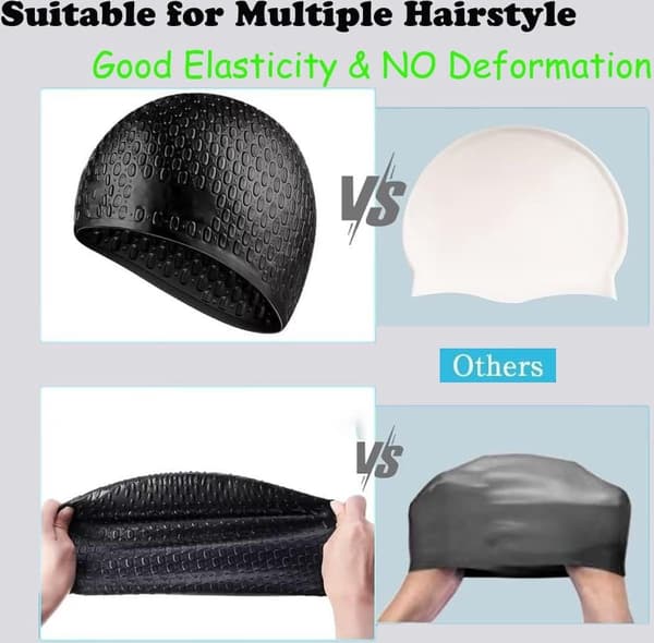 Badehætte - 2 Stykker - Designet til Krøllet Kort Mellem Langt Hår - Høj Kvalitet - Holdbar