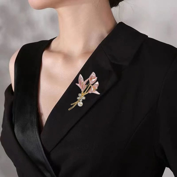 Lavendelkukka-solki Kristalli Strass Tulppaani Solki Elegant Asuste Muoti Korut Hää Kukka Lapel Pins