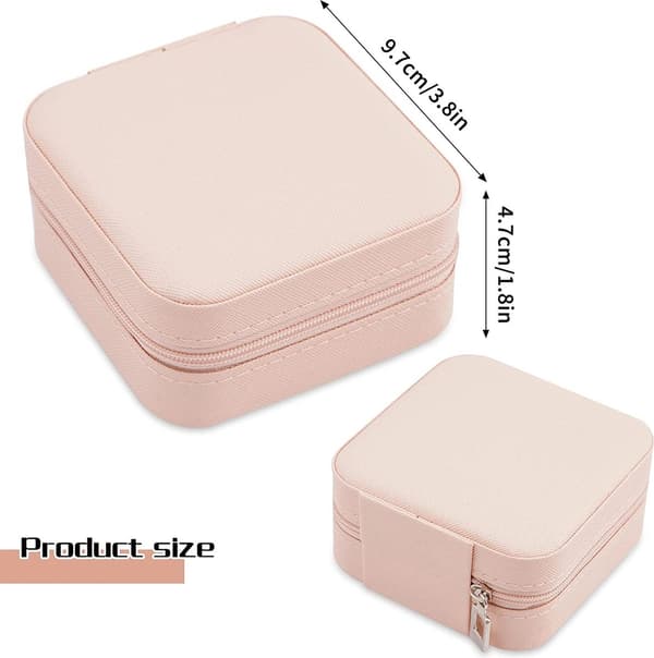 Smyckeskrin, Bärbar Rese Mini Läder Ring Förvaringslåda, Rosa