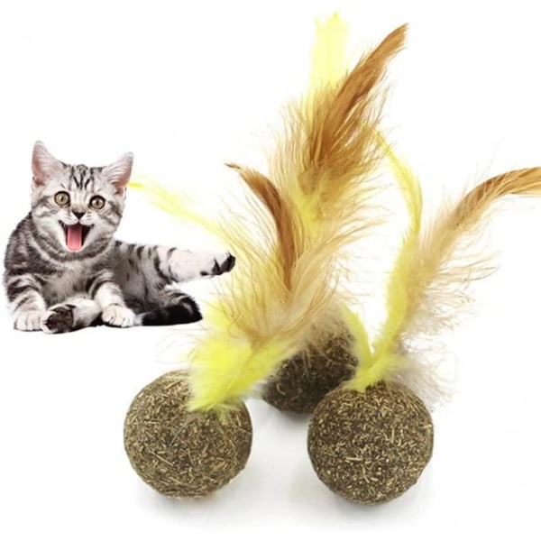 Galaxy Kattbollar 3st Kattmynta Leksaker Bolltugggodis Leksak Katt Interaktiva leksaker med mjuk fjäder för katter inomhuskattunge