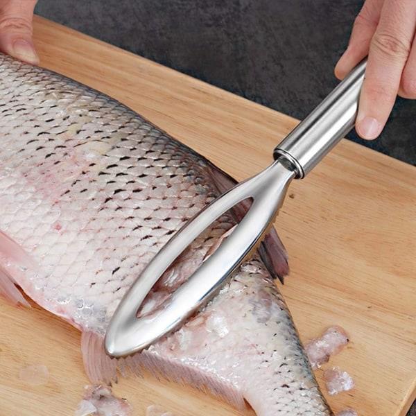 Fiskfjällborttagare, 304 rostfritt stål Fiskfjällsskrapa, Ergonomisk