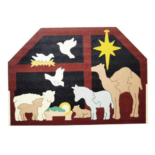 Træ Jesus Puslespil Ornamenter til Jul Børn til Legespil Dekoration Jigsa null - Kamel