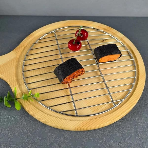 Rund grillrist i rustfrit stål, holdbar svejset trådudskiftningsrist til kuglegrill, camping og picnics, sølv, 26 cm