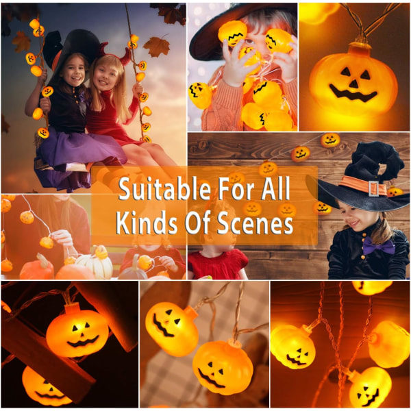 LED-valoketjut, Pumpa-valoketjut Halloween Pumpa Lyhty 2m 20LED Paristot Pumpa Valot Ketjut Valot Lamput Lamppu Koriste