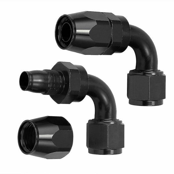 2x An -10 An10 Slangekobling Jic 90 Grader Rask Strøm Stealth Black Slange UK Lager