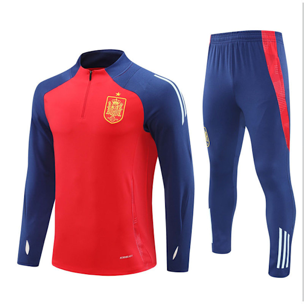 2425 New Spain Team Fotbollströja Vuxen och Barn Långärmad Halv Zip Träningsset Royal Röd Royal red 16