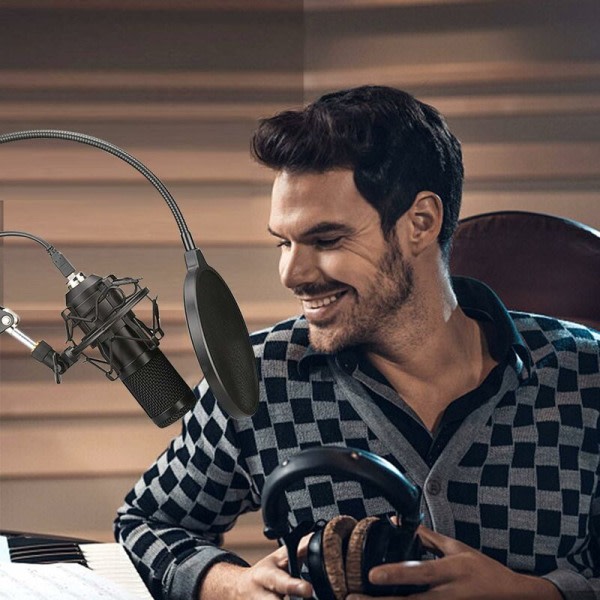 Mikrofonin pop-suodatin, kaksinkertainen äänenvaimennus Wind Guard Pop-suodatin Blue Yeti ja studiotallennusstudiolle Musta, HANBING