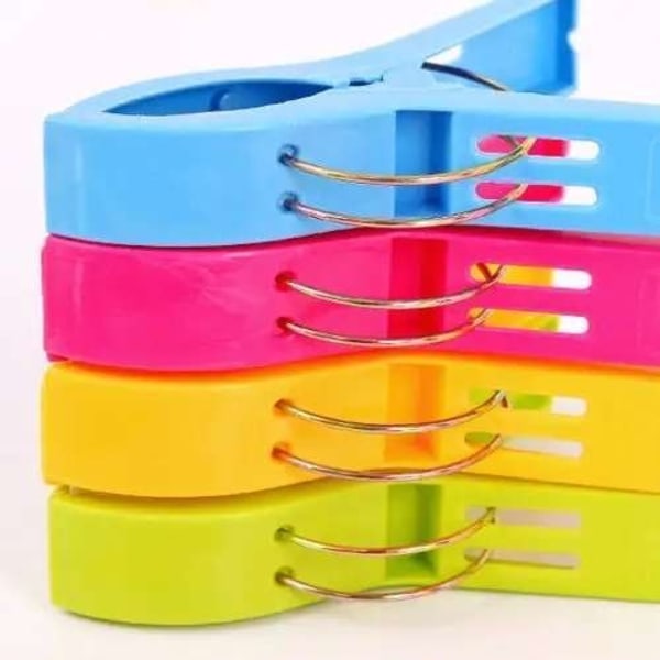 12 stk Store Tøjpinde - Håndklæde Klips - Strandhåndklæde Klips Multicolor multifärg