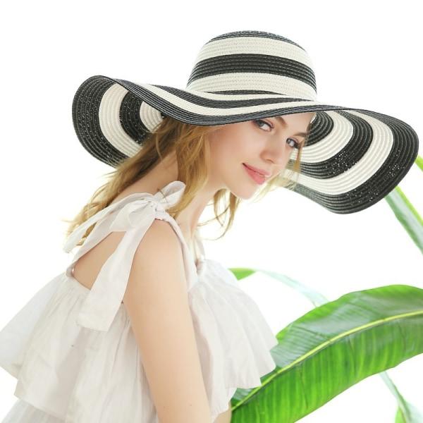 1-pack Stripe, hopfällbar strandhatt för damer, solhatt